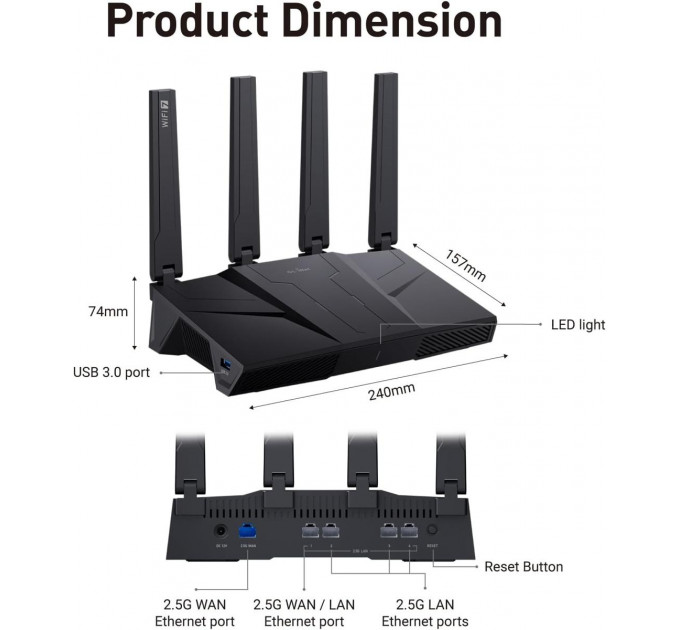 WiFi 7 Роутер GL.iNet GL-BE9300 Flint 3 VPN OpenWrt